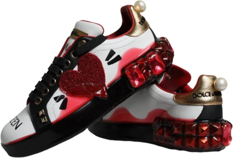 Dolce & Gabbana Kristalversierde Portofino Sneakers Multicolor Dames