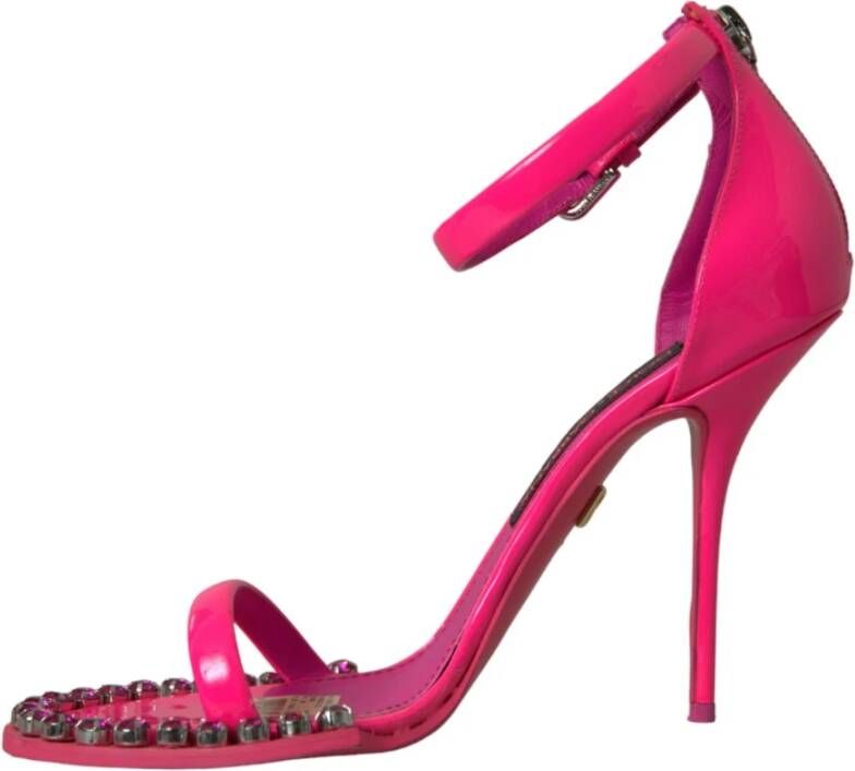 Dolce & Gabbana Kristalversierde Roze Leren Hakken
