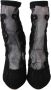 Dolce & Gabbana Black Roses Stilettos Booties Socks Shoes Zwart Dames - Thumbnail 5