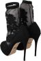 Dolce & Gabbana Black Roses Stilettos Booties Socks Shoes Zwart Dames - Thumbnail 7