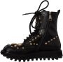 Dolce & Gabbana Black Leather Crystal Embellished Boots Shoes Zwart Heren - Thumbnail 5