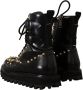 Dolce & Gabbana Black Leather Crystal Embellished Boots Shoes Zwart Heren - Thumbnail 6
