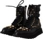 Dolce & Gabbana Black Leather Crystal Embellished Boots Shoes Zwart Heren - Thumbnail 7