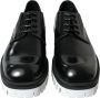 Dolce & Gabbana Elegante Zwart en Wit Leren Derby Schoenen Black Heren - Thumbnail 2