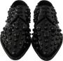 Dolce & Gabbana Zwarte Leren Kristallen Jurk Brogue Schoenen Black - Thumbnail 12