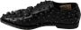 Dolce & Gabbana Zwarte Leren Kristallen Jurk Brogue Schoenen Black - Thumbnail 15