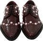 Dolce & Gabbana Studded Leren Veterschoenen Brown Dames - Thumbnail 3