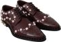 Dolce & Gabbana Studded Leren Veterschoenen Brown Dames - Thumbnail 4