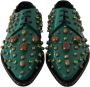 Dolce & Gabbana Groene Leren Kristallen Jurk Broque Schoenen Green Dames - Thumbnail 4