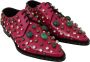 Dolce & Gabbana Roze Leren Kristallen Jurk Broque Schoenen Pink - Thumbnail 5