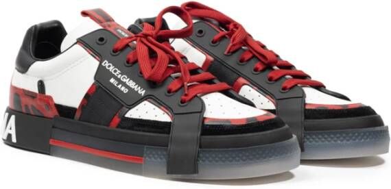 Dolce & Gabbana Lage Portofino Leren Sneakers Multicolor Heren