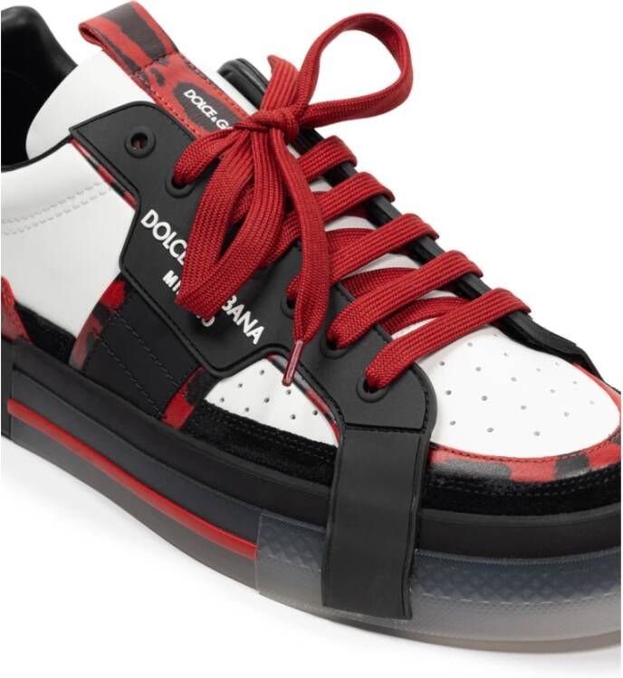 Dolce & Gabbana Lage Portofino Leren Sneakers Multicolor Heren