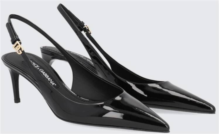 Dolce & Gabbana Lakleren Slingback Hakken Zwart Black Dames