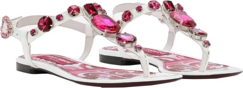 Dolce & Gabbana Lakleren Teenslippers met Stenen White Dames