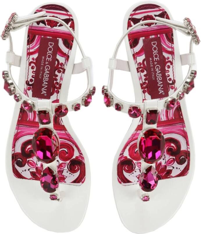 Dolce & Gabbana Lakleren Teenslippers met Stenen White Dames
