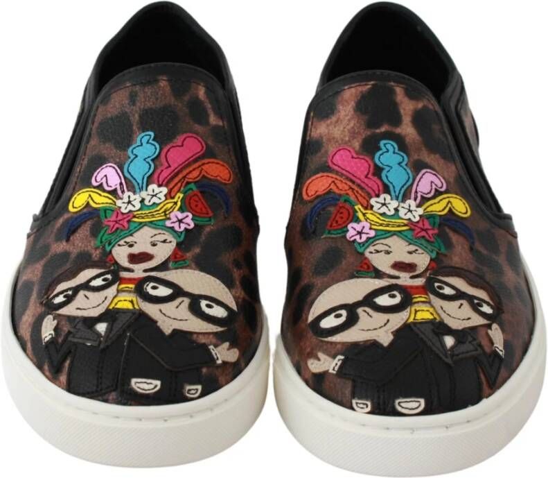 Dolce & Gabbana Leather Leopard #dgfamily Loafers Shoes Bruin Dames