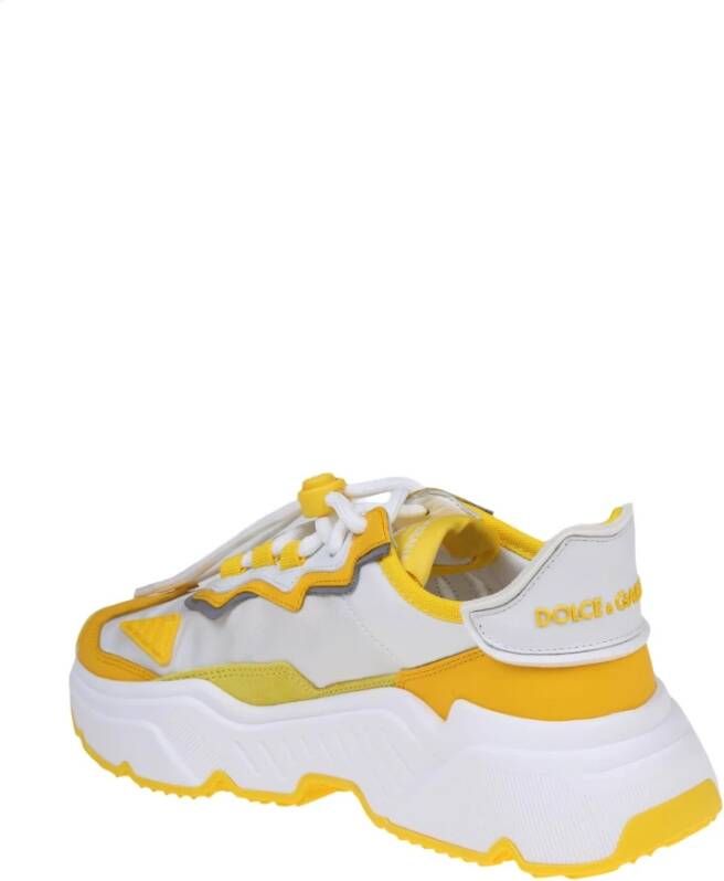 Dolce & Gabbana Lemon Sneakers Nylon en Suède Wit en Geel Yellow Dames