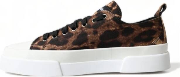 Dolce & Gabbana Leopard Canvas Casual Sneakers Brown Heren