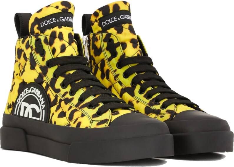 Dolce & Gabbana Leopard Gewatteerde Sneakers Yellow Dames