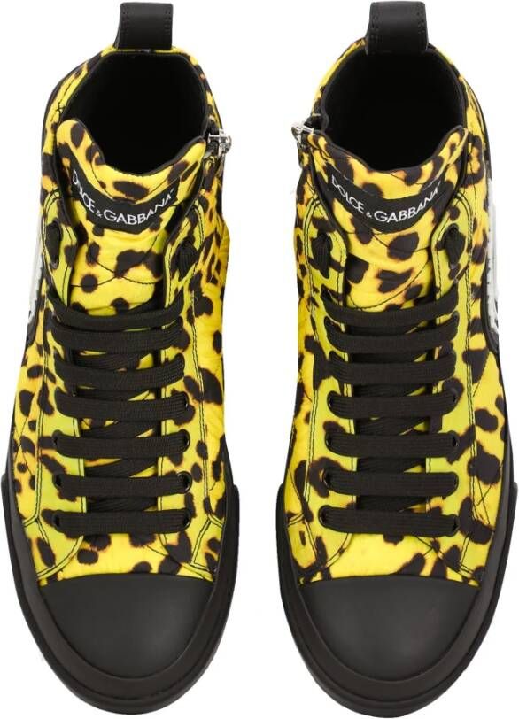 Dolce & Gabbana Leopard Gewatteerde Sneakers Yellow Dames