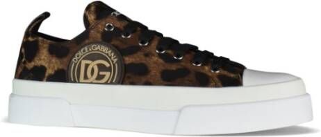 Dolce & Gabbana Leopard Print Sneakers met DG Logo Brown Heren