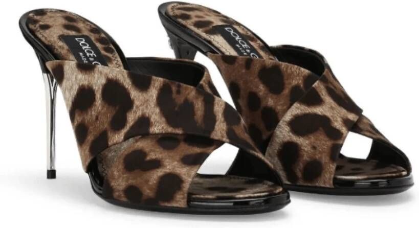 Dolce & Gabbana Leopard Print Stiletto Mules Multicolor Dames