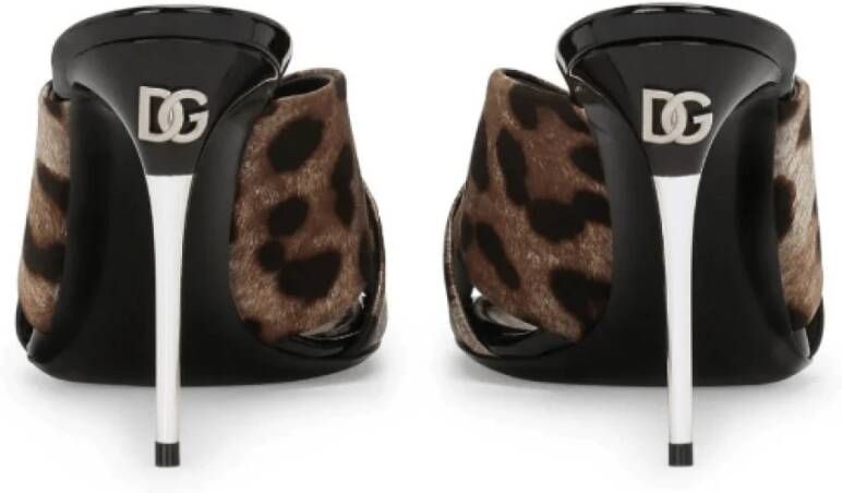 Dolce & Gabbana Leopard Print Stiletto Mules Multicolor Dames