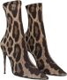 Dolce & Gabbana Leopard-Print Stretch Fabric Boot Brown Dames - Thumbnail 2