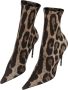 Dolce & Gabbana Leopard-Print Stretch Fabric Boot Brown Dames - Thumbnail 4