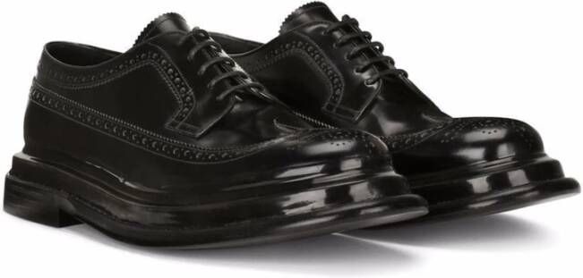 Dolce & Gabbana Leren Derbies met Geperforeerd Detail Black Heren