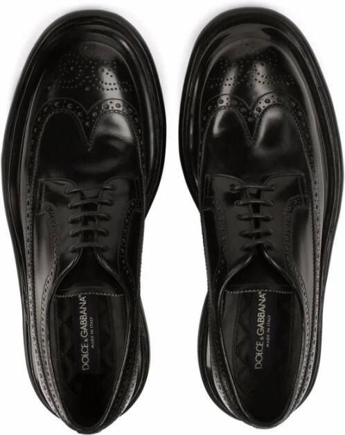 Dolce & Gabbana Leren Derbies met Geperforeerd Detail Black Heren