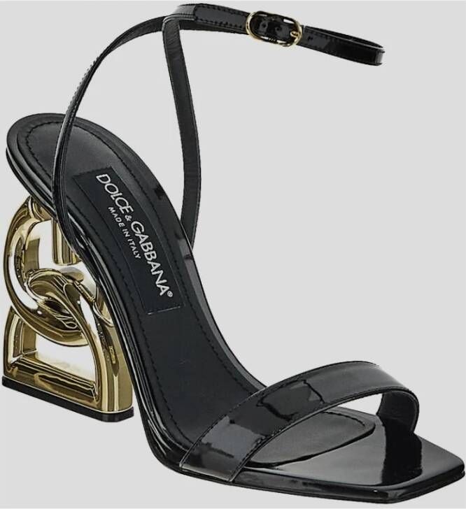 Dolce & Gabbana Leren Logo Hak Schoen Black Dames