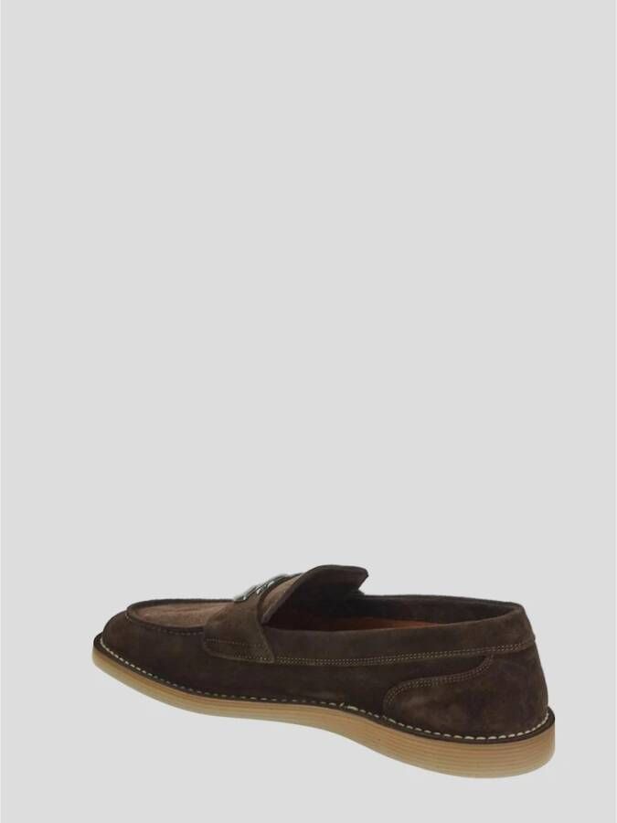 Dolce & Gabbana Leren Logo Loafer Brown Heren