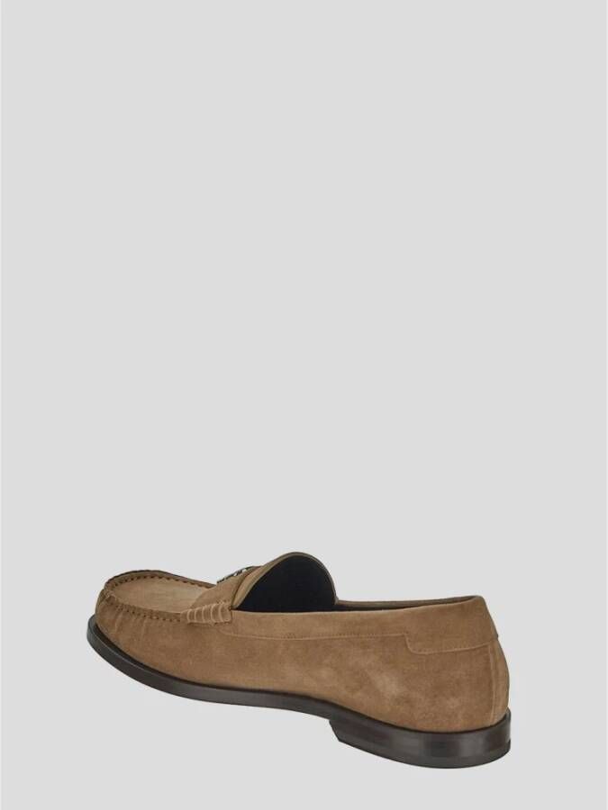 Dolce & Gabbana Leren Logo Loafer Brown Heren