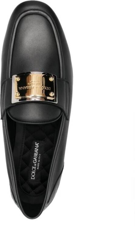 Dolce & Gabbana Leren Logo Loafers Black Heren