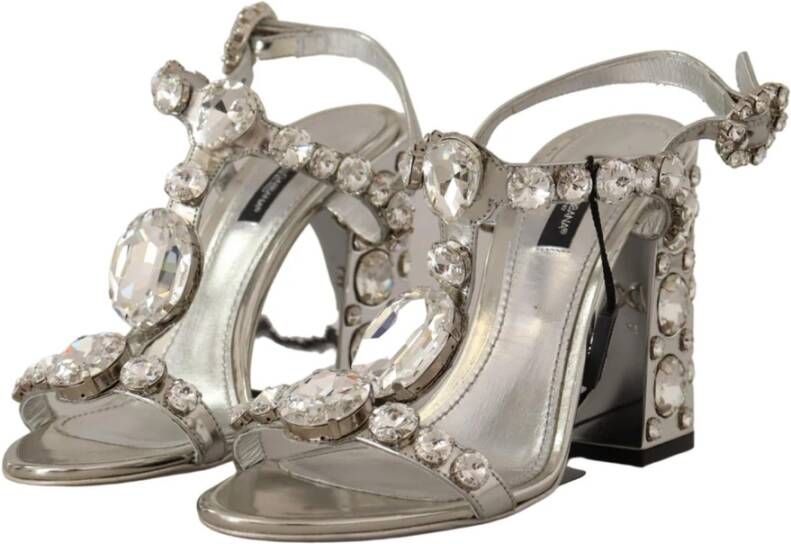 Dolce & Gabbana Leren Pumps met Kristallen Grijs Dames