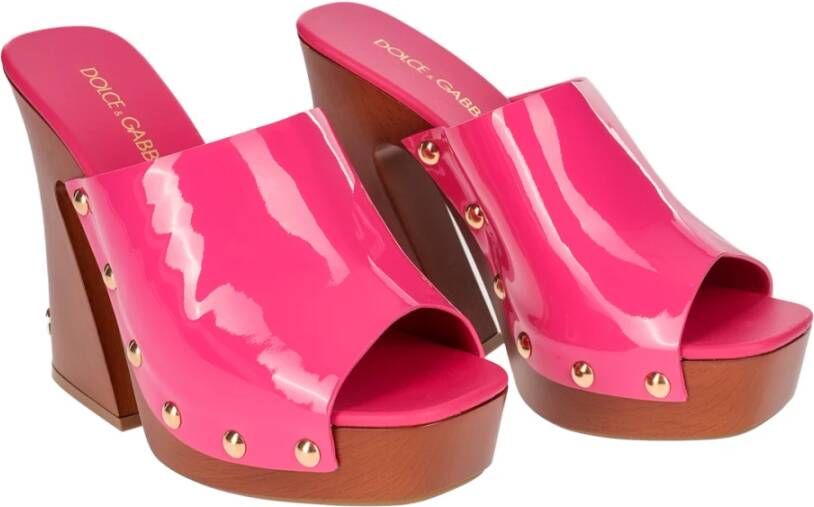 Dolce & Gabbana Leren sandalen voor warm weer Roze Dames