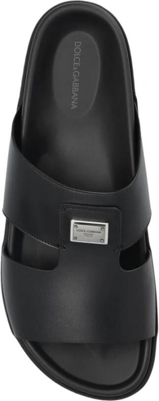 Dolce & Gabbana Leren slippers met applicatie