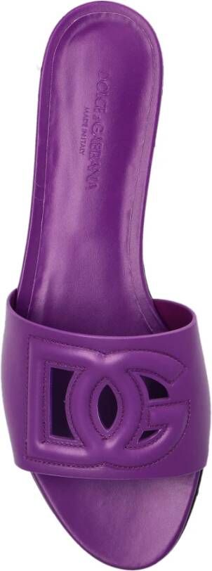Dolce & Gabbana Leren slippers met logo