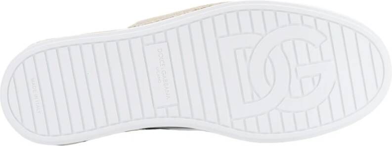 Dolce & Gabbana Leren Sneakers met Monogram Beige Heren
