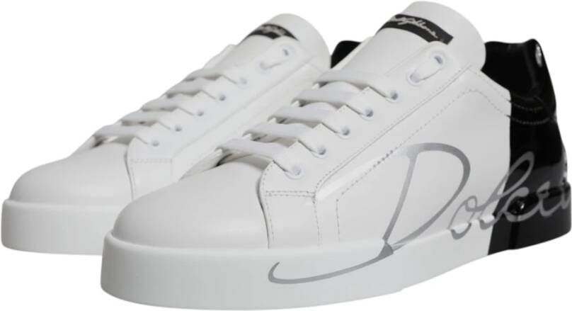 Dolce & Gabbana Leren sneakers met rubberen zolen White Heren