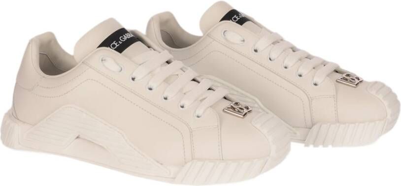 Dolce & Gabbana Leren Sneakers Regular Fit Geschikt voor alle klimaten Beige Dames