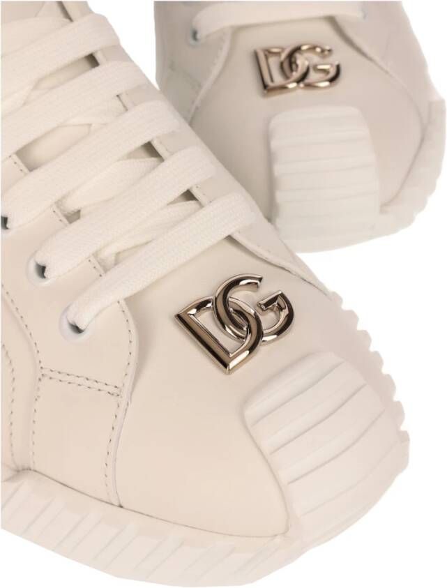 Dolce & Gabbana Leren Sneakers Regular Fit Geschikt voor alle klimaten Beige Dames