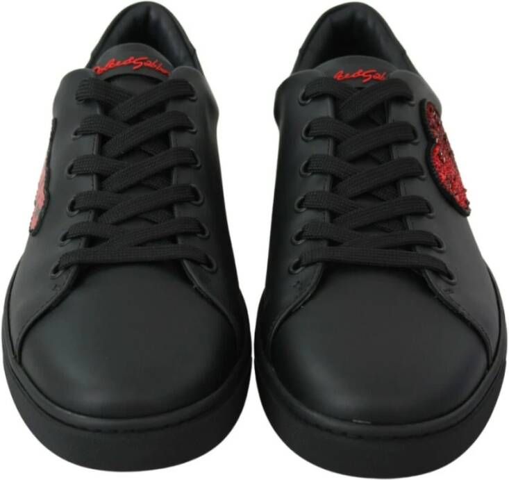 Dolce & Gabbana Liefde Paillet Hart Sneakers Black Dames