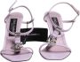 Dolce & Gabbana Lila Leren Logo Hakken Sandalen Purple Dames - Thumbnail 2