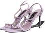 Dolce & Gabbana Lila Leren Logo Hakken Sandalen Purple Dames - Thumbnail 4