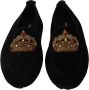 Dolce & Gabbana Elegante Zwarte Leren Loafer Slides met Gouden Borduursel Black Heren - Thumbnail 8
