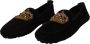 Dolce & Gabbana Elegante Zwarte Leren Loafer Slides met Gouden Borduursel Black Heren - Thumbnail 18