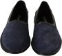 Dolce & Gabbana Blauw lederen geperforeerde slip op loafers schoenen - Thumbnail 15