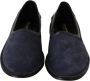 Dolce & Gabbana Blauw lederen geperforeerde slip op loafers schoenen - Thumbnail 8